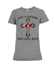 Just A Woman Who Loves Jesus Premium Fit Ladies Tee thumbnail
