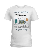 What happens at the Campground Ladies T-Shirt front