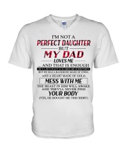 My Crazy Dad Loves Me - Amazing Gift For Daughter V-Neck T-Shirt tile