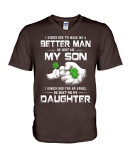 I Asked God - Perfect Gift For Dad V-Neck T-Shirt tile