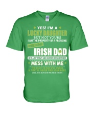 YES I'M A LUCKY DAUGHTER V-Neck T-Shirt tile