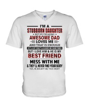I'M A STUBBORN DAUGHTER V-Neck T-Shirt tile
