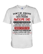 I HAVE FREAKING AWESOME DAD V-Neck T-Shirt tile