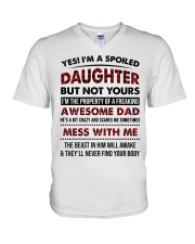 HE'S A BIT CRAZY AND SCARES ME SOMETIMES V-Neck T-Shirt tile