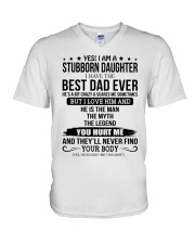 I Am A Stubborn Daughter - Best Gift For Daughter V-Neck T-Shirt tile