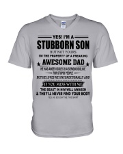 LOVES ME UNCONDITIONALLY - AMAZING GIFT FOR SON V-Neck T-Shirt tile