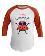 Hello Summer Watermelon Funny T-shirt Baseball Tee thumbnail