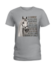 a horse can hear a human 2 Ladies T-Shirt tile