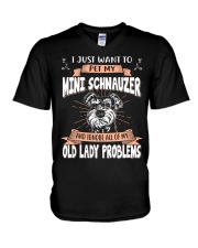 I Just Want To Pet My Miniature Schnauzer V-Neck T-Shirt tile