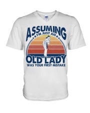 Assuming Old Lady - Karate V-Neck T-Shirt tile