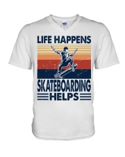 Life Happens - Skateboarding V-Neck T-Shirt tile