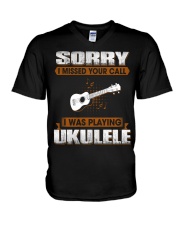 Sorry I Missed Your Call - Ukulele V-Neck T-Shirt tile