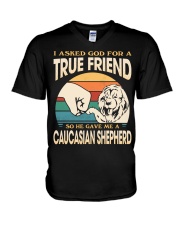 Dog True Friend - Caucasian Shepherd V-Neck T-Shirt tile