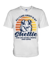 All I Care About Shetland Sheepdog V-Neck T-Shirt tile