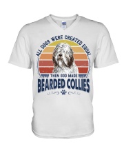 Dog Created Equal - Bearded Collie V-Neck T-Shirt tile