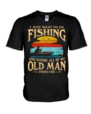 Fishing - Old Man Problems V-Neck T-Shirt tile