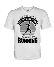 Retirement Plan Running V-Neck T-Shirt tile