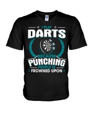 Punching People Is Frowned Upon Darts V-Neck T-Shirt tile