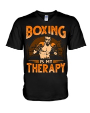 Boxing - Is Therapy V-Neck T-Shirt tile