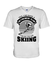 Retirement Plan Skiing V-Neck T-Shirt tile