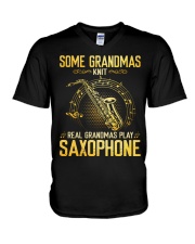 Saxophone - Grandma Knit V-Neck T-Shirt tile