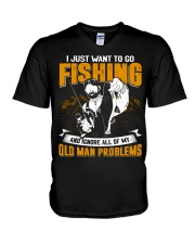 Fishing Old Man Problems V-Neck T-Shirt tile