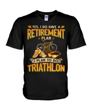 Retirement Plan Triathlon V-Neck T-Shirt tile