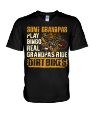 Dirt Bike Grandpas Bingo V-Neck T-Shirt tile
