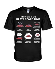 Spare Time Classic Car V-Neck T-Shirt tile