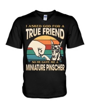 Dog True Friend - Miniature Pinscher V-Neck T-Shirt tile