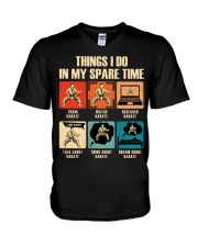 Karate - Spare Time V-Neck T-Shirt tile