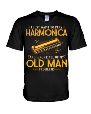 Harmonica - Old Man Problems V-Neck T-Shirt tile