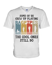 The Cool Ones Still Do - Bagpipes V-Neck T-Shirt tile