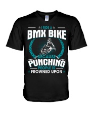 Punching People Is Frowned Upon BMX V-Neck T-Shirt tile