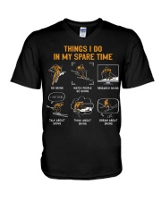 Skiing - Spare Time V-Neck T-Shirt tile
