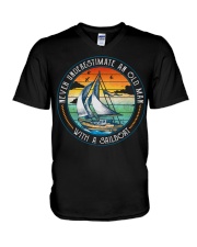 Sailing - Underestimate Old Man V-Neck T-Shirt tile