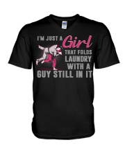 Jiu Jitsu - Girl Folds Laundry V-Neck T-Shirt tile