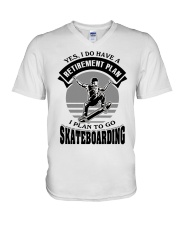Retirement Plan Skateboarding V-Neck T-Shirt tile