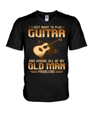 Guitar - Old Man Problems V-Neck T-Shirt tile