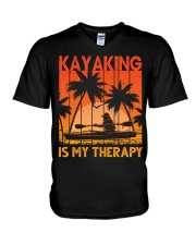 Kayaking - Is Therapy V-Neck T-Shirt tile