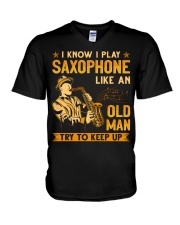 Saxophone - Try To Keep Up V-Neck T-Shirt tile