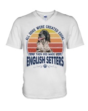 Dog Created Equal - English Setter V-Neck T-Shirt tile