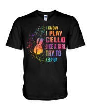 Like A Girl - Cello V-Neck T-Shirt tile
