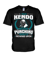 Punching People Is Frowned Upon Kendo V-Neck T-Shirt tile