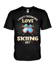 Freaking Love Skiing V-Neck T-Shirt tile