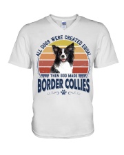 Dog Created Equal - Border Collie V-Neck T-Shirt tile