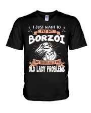 I Just Want To Pet My Borzoi V-Neck T-Shirt tile