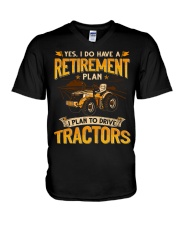 Retirement Plan Tractor V-Neck T-Shirt tile