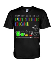Battery Life Of An Early Chilhood Educator V-Neck T-Shirt tile