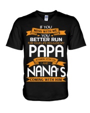 Nana Is Coming With Papa V-Neck T-Shirt tile